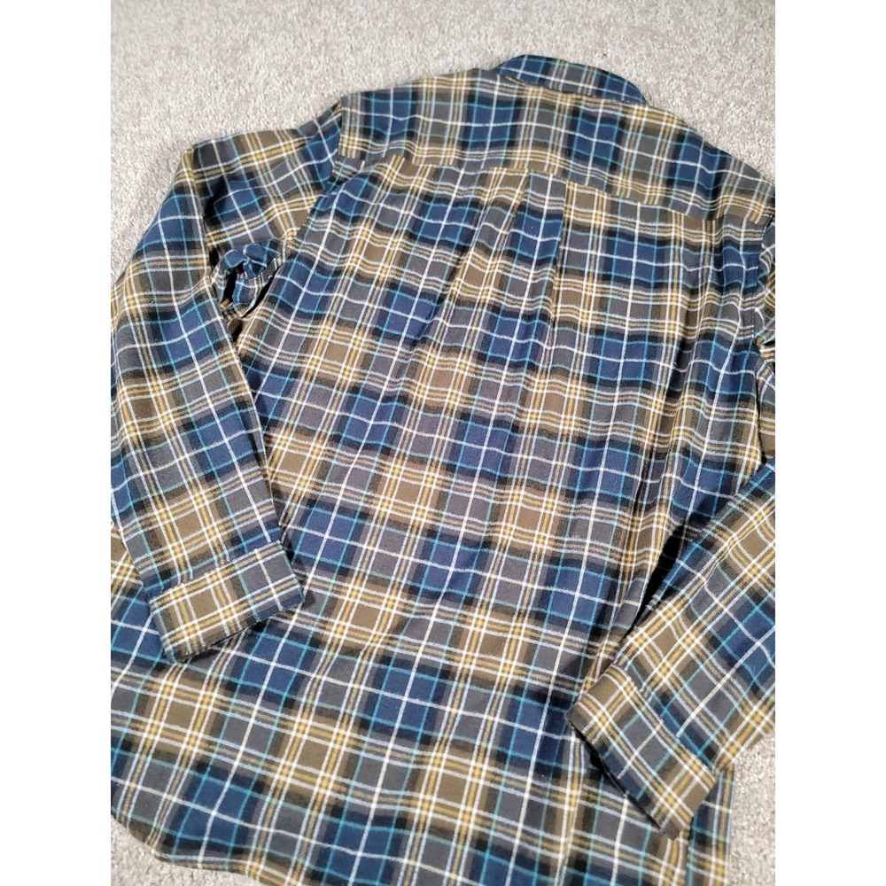 NWT LL Bean Scotch Plaid Flannel Shirt Medium Blue Brown Mens Traditional Fit - Picture 6 of 16